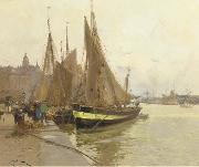 Eugene Galien-Laloue A bustling quayside Germany oil painting artist